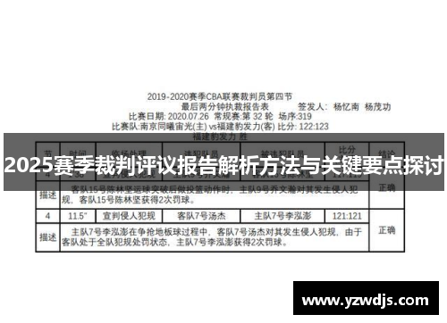 2025赛季裁判评议报告解析方法与关键要点探讨